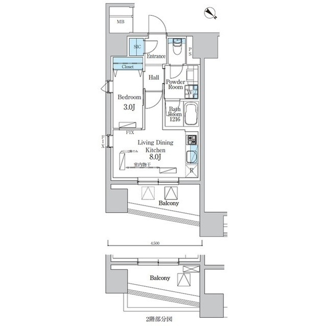 デュオフラッツ池尻大橋 0402号室の間取り図
